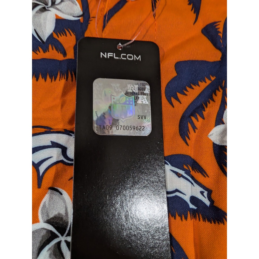 NFL Denver Broncos Hawaiian Shirt Mens 2XL Orange Tropical Floral Button Up NWT - Picture 5 of 11